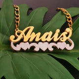 Double Name Necklace in Silver Plating with Chain