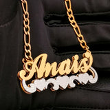 Double Name Necklace in Silver Plating with Chain