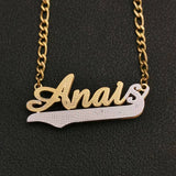Double Name Necklace - Silver Plated Stainless Steel Chain for Women