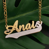 Double Name Necklace - Silver Plated Stainless Steel Chain for Women