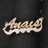 Double Nameplate Diamond Cut Necklace With Heart, Personalized Stainless Steel