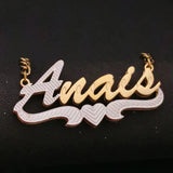 Personalized Double Plate Name Necklace with Heart Pendant