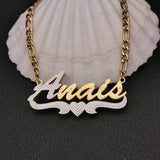 Personalized Double Plate Name Necklace with Heart Pendant