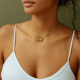 Personalized Double Plated Name Necklace Pressed Sand Cuban Chain Pendant