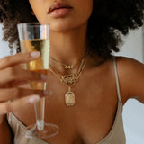 Personalized Double Plated Name Necklace Pressed Sand Cuban Chain Pendant