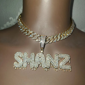 Custom Name Necklace Drip Letter Cuban Chain Hip Hop Jewelry