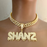 Custom Name Necklace Drip Letter Cuban Chain Hip Hop Jewelry