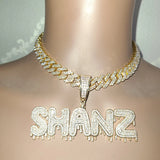 Custom Name Necklace Drip Letter Cuban Chain Hip Hop Jewelry