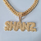 Custom Name Necklace Drip Letter Cuban Chain Hip Hop Jewelry