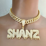 Custom Name Necklace Drip Letter Cuban Chain Hip Hop Jewelry