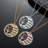 Family Tree Birthstone Name Necklace Engraved Letter Pendant