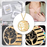 Family Tree Birthstone Name Necklace Engraved Letter Pendant