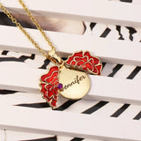 Red Flower Pendant Necklace with Diamond - DIY Jewelry Gift