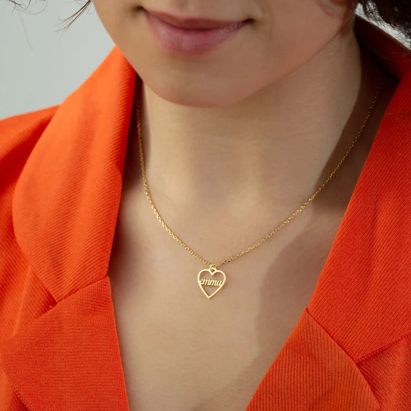 Personalized Stainless Steel Name Necklace with Heart