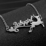 Personalized Reindeer Pendant Necklace - Custom Name Jewelry