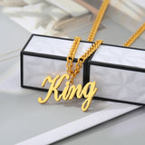 Personalized Name Necklace Stainless Steel Pendant Long Chain Jewelry Gift