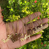 Personalized Name Necklace Stainless Steel Pendant Long Chain Jewelry Gift