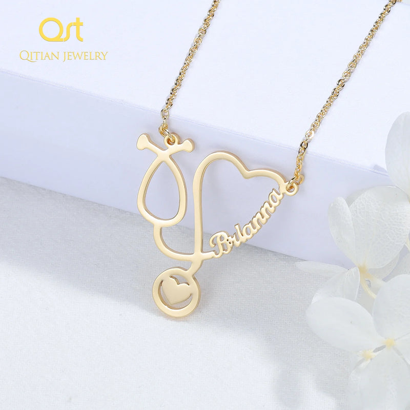 Personalized Stethoscope Pendant Name Necklace