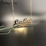 Heart Ribbon Nameplate Necklace for Women Stainless Steel Choker