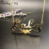 Heart Ribbon Nameplate Necklace for Women Stainless Steel Choker