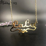 Heart Ribbon Nameplate Necklace for Women Stainless Steel Choker