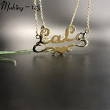 Heart Ribbon Nameplate Necklace for Women Stainless Steel Choker
