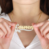 Personalized Name Necklace Two-Tone Silver Plate Women's Jewelry