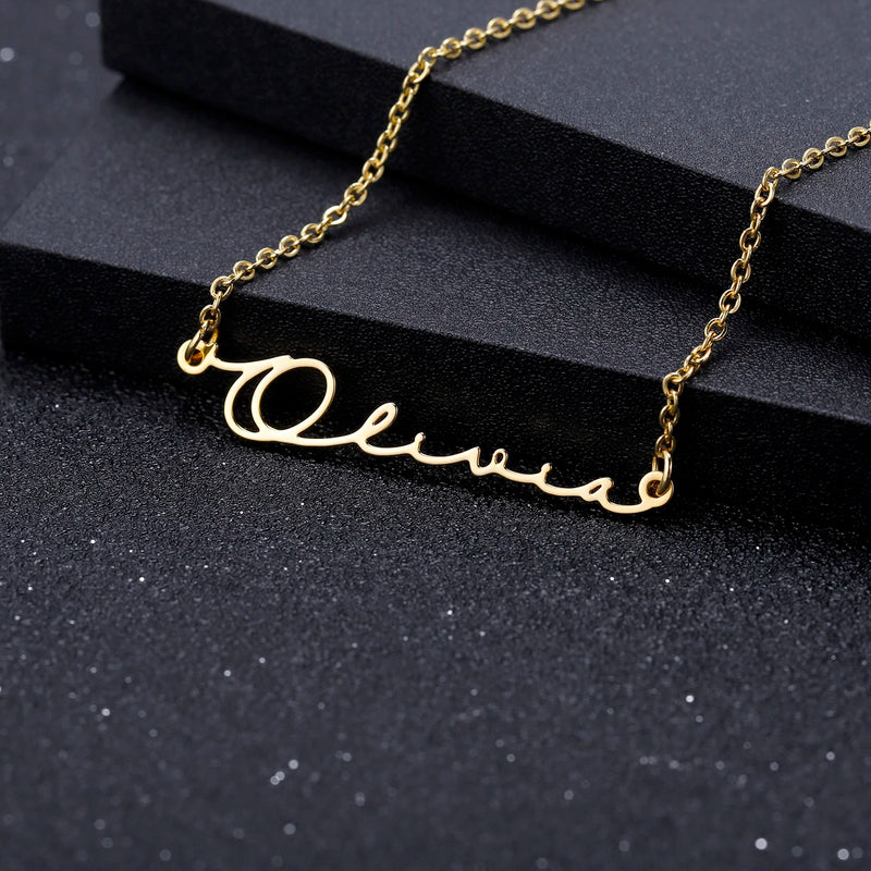HandWritten Font Name Necklace High Stainless Steel Personalized Jewelry