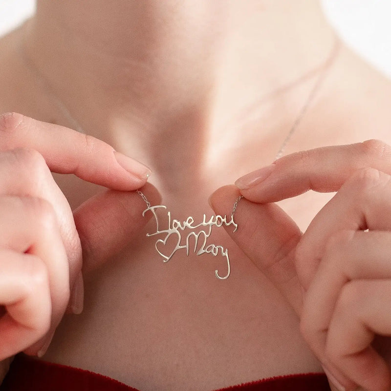 Personalized Handwriting Name Necklace Stainless Steel Plated