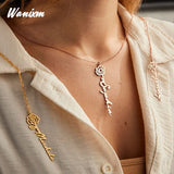 Personalized Name Necklace with Flower & Birth Month - Handwriting Style