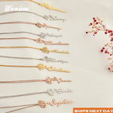Personalized Name Necklace with Flower & Birth Month - Handwriting Style