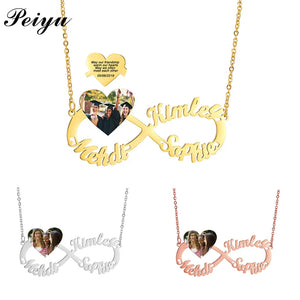 Name Necklace Infinity Personalized Letter Heart Photo Text Necklace