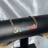Name Necklace Colorful Sticker Pendant Cuban Chain Choker