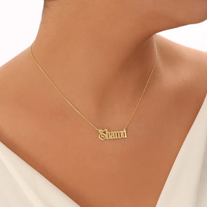 Old English Initial Name Necklace-Gothic Style Name Necklace