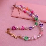 Pearl Bead Letter Choker Necklace for Men Women