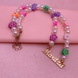 Pearl Bead Letter Choker Necklace for Men Women