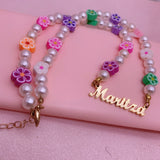 Pearl Bead Letter Choker Necklace for Men Women