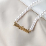 Personalized Name Necklace Pearl Pendant