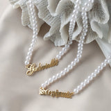 Personalized Name Necklace Pearl Pendant