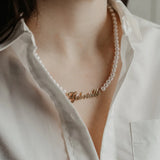 Personalized Name Necklace Pearl Pendant