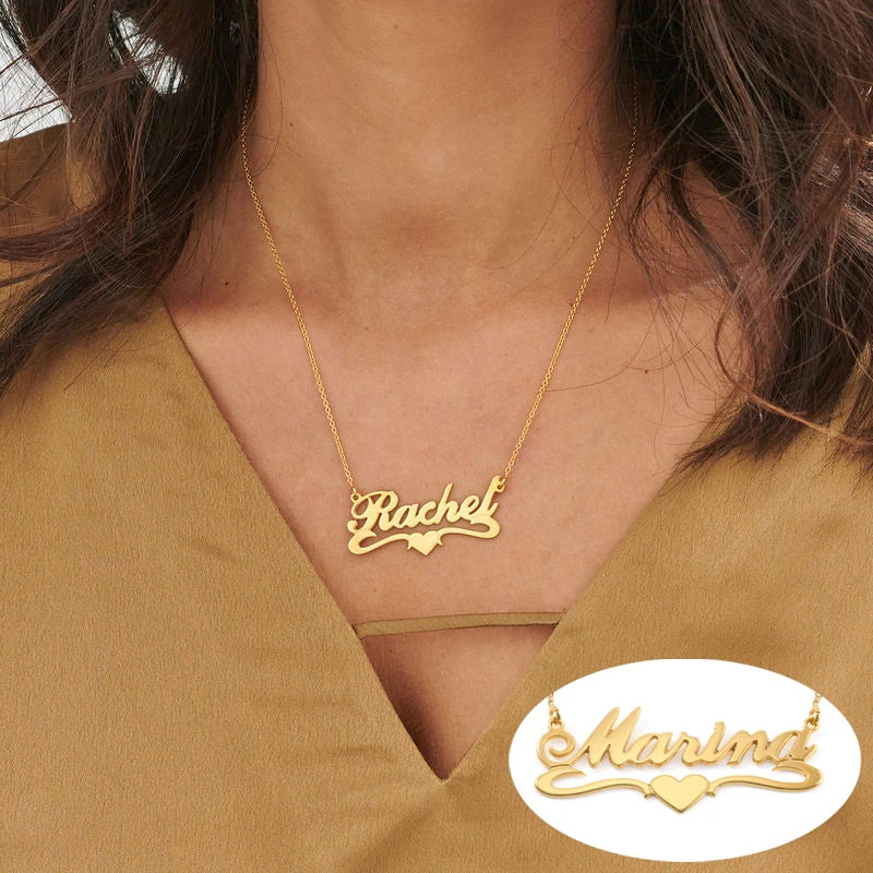 Name Necklace Pendant Stainless Steel Classic Crown Star Names Letter Necklaces