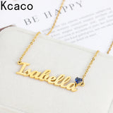 Heart Shape Zircon Stone Name Necklace, Stainless Steel Pendant for Women