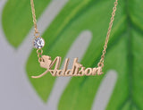Custom Birthstone Name Necklace - Stainless Steel Plated Gift
