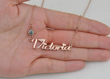 Custom Birthstone Name Necklace - Stainless Steel Plated Gift
