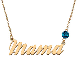 Custom Birthstone Name Necklace - Stainless Steel Plated Gift