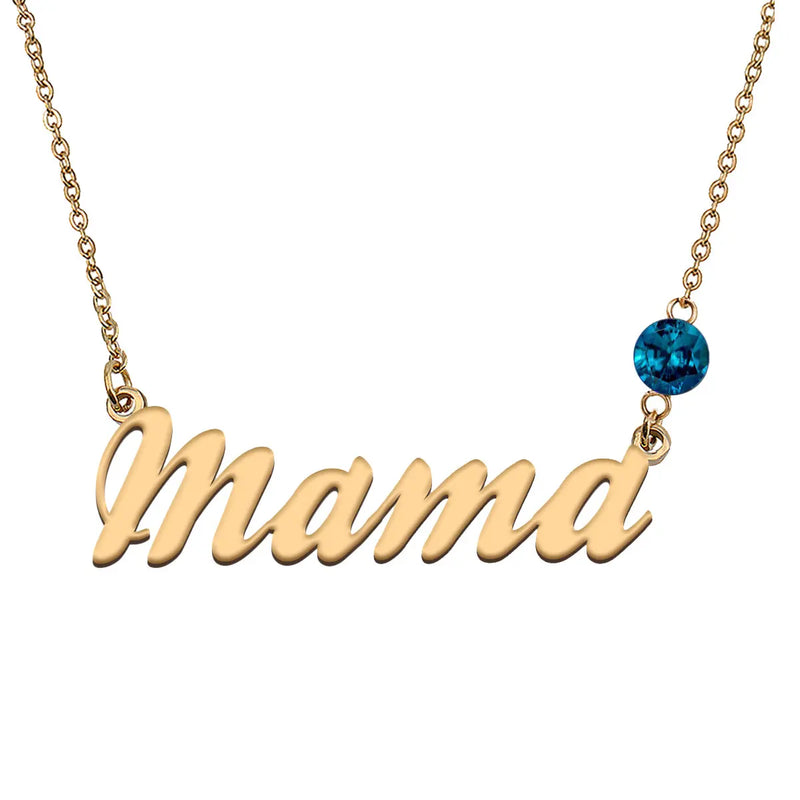 Custom Birthstone Name Necklace - Stainless Steel Plated Gift