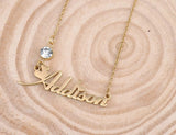 Custom Birthstone Name Necklace - Stainless Steel Plated Gift