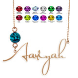 Custom Birthstone Name Necklace - Stainless Steel Plated Gift