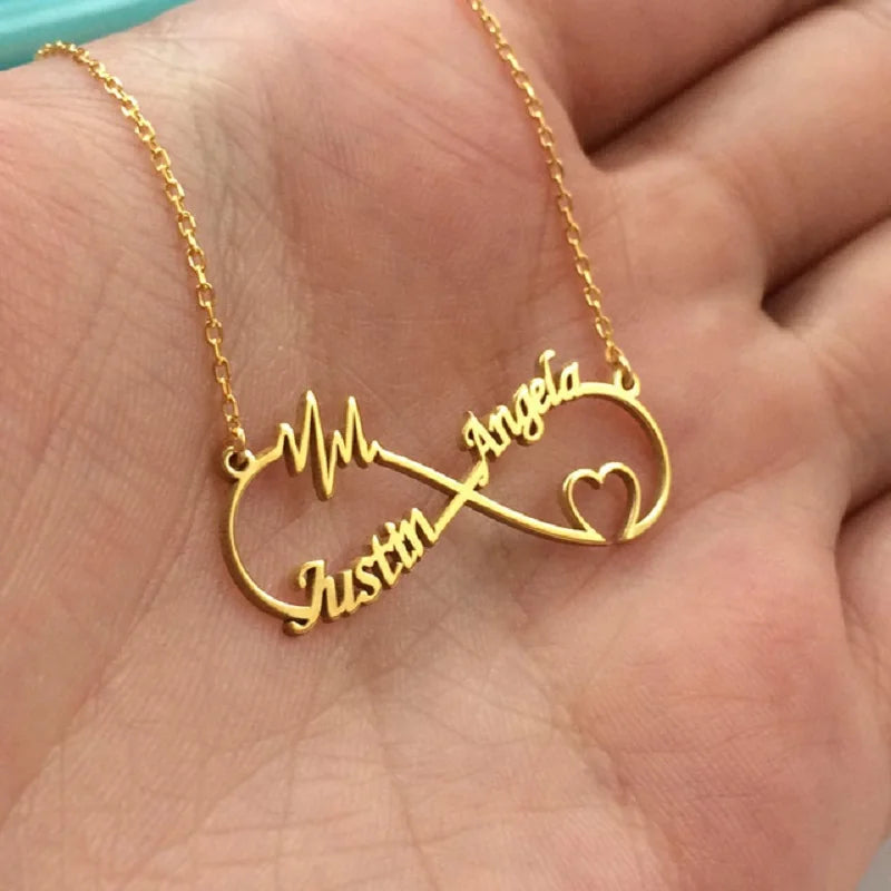 Personalized Name Necklace Infinity Heart Lightning Collier Femme