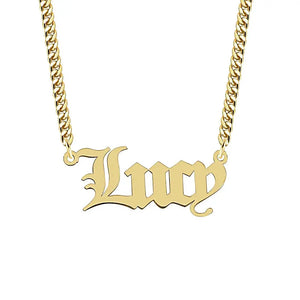 Name Necklace Personalized Cuban Chain Stainless Steel